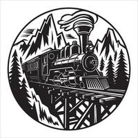 Nostalgic Railway Journey Circular Design vector