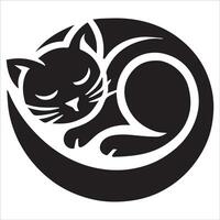 Sleeping Cat Silhouette Curled in a Ball vector
