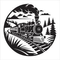 Old Railway Journey Silhouette Design vector