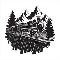 Retro Train Sticker with Circular Frame vector