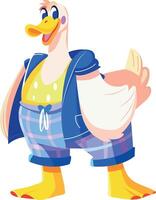 Goofy goose character illustration in flat style vector