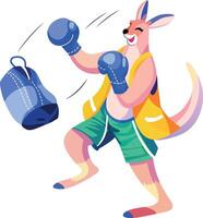 Kangaroo boxing illustration in flat style vector