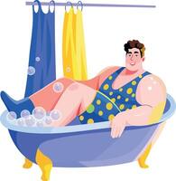 A flat illustration of bathing character vector