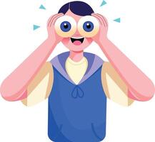 A flat illustration of silly character seeing with popping eyes vector