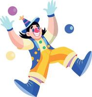 Funny joker juggling balls illustration in flat style vector