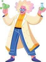 Silly scientist illustration in flat style vector