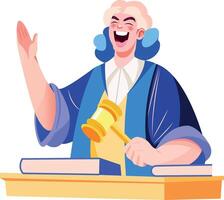 Laughing judge character illustration in flat style vector