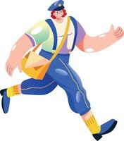 Running postman illustration in flat style vector