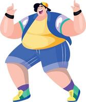 Funny boy dancing illustration in flat style vector