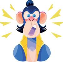 A flat illustration of annoyed monkey character vector