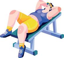 A flat illustration of a character resting in gym vector