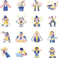 Bundle of Flat Style Funny Reaction Illustrations vector