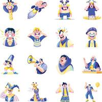 Collection of Flat Style Funny Characters Illustrations vector