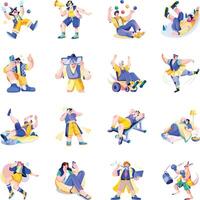 Flat Style Funny And Entertaining Characters Illustrations vector
