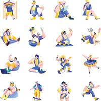 Set of Flat Style Funny And Silly Characters Illustrations vector