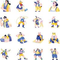 Set of Flat Style Funny And Weird Characters Illustrations vector