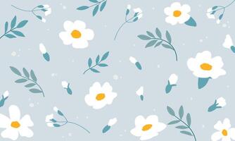 Flowers and leaf's wall art background. Foliage line art drawing with abstract shape. vector
