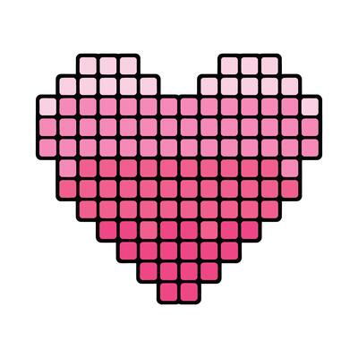 Pixelated Heart Design in Gradient Pink Color