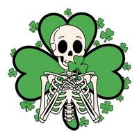 Skeleton with Shamrocks and Clover Design vector