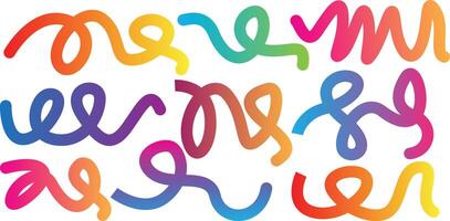 Colorful Abstract Gradient Shapes Featuring Fluid Wavy Lines and Squiggly Designs vector