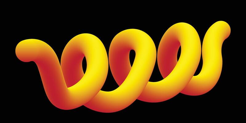 Abstract 3D Neon Line Art Design for Flyers with Orange Spiral Gradient Glow