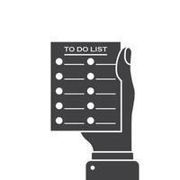 To do list in hand icon in flat style. Paper sheet with clipboard illustration on isolated background. Checkbox plan sign business concept. vector