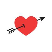 Heart with arrow icon in flat style. Valentines day illustration on isolated background. Amour sign business concept. vector