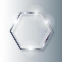 Glass hexagon frame icon in flat style. Mirror panel illustration on isolated background. Border plate sign business concept. vector