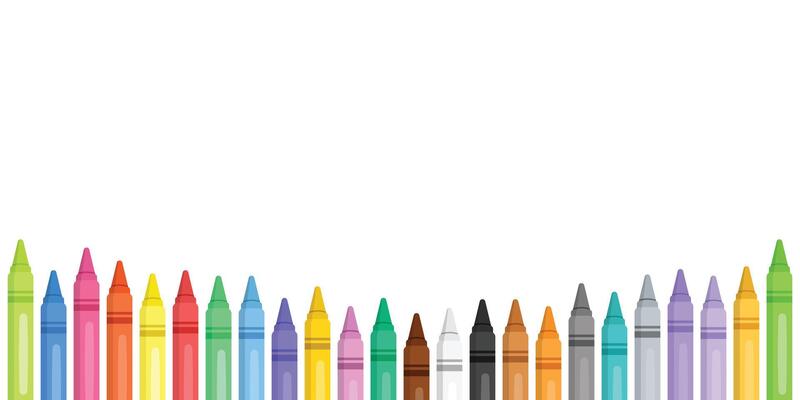 Office stationery crayon icons set in flat style. Pencil illustration on isolated background. Felt pen, marker sign business concept.