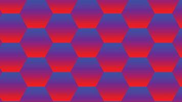 Abstract geometric background with repeating hexagon pattern in red and blue gradient. Modern, vibrant design for tech, presentations, or websites. vector