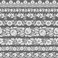 Set of floral design elements. Seamless patterns, seamless borders vector