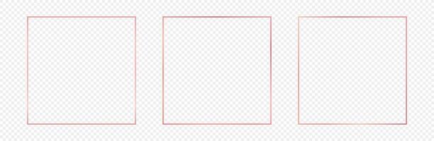 Rose gold glowing square frame vector