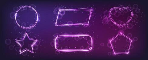 Neon frame with shining effects and sparkles vector