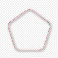 Rose gold glowing rounded pentagon shape frame with shadow vector