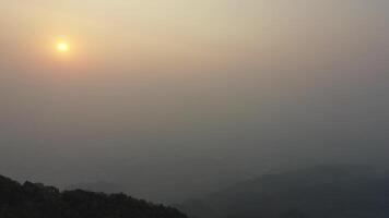PM 2 point 5 in Sunrise view with the mountain foreground at Chiang Rai province, North of Thailand on 25 Mar 2021 morning 7.00 am. video