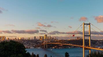 Time lapse day to night of Istanbul and Bosphorus Bridge. Istanbul timelapse. video