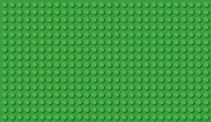 Green Construction Toy Baseplate Background, Top View, Featuring a Grid of Circular Studs for Building Block Designs. Wide Banner with Copy Space for Text, Design Template