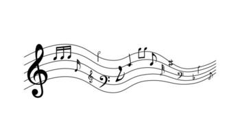 Music background with notes isolated on white background. Varieties of musical notes. vector