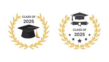 2025 class graduate. The concept of decorate congratulation with laurel gold for class of 2025 graduates vector