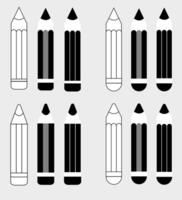 pencil icon set with dull and sharp version and color vector