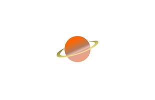 saturn planet icon with thin ring around it cartoon animated vector