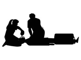 Silhouette of First Aid Rescue and Emergency Help Response vector