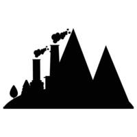Silhouette of Pollution and Emissions from Factories and Vehicles vector
