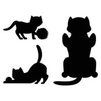 Silhouette of a Cat Playing with a Woolen Knitted Ball vector