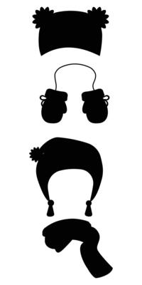 Silhouettes of Various Winter Hats in Different Styles