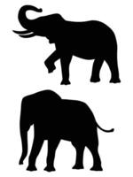 Silhouette of Elephants Walking Across the Horizon vector
