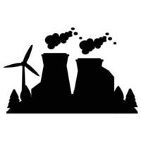 Silhouette of Pollution and Emissions from Factories and Vehicles vector