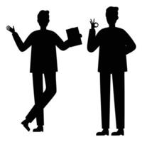 Silhouette of a Teacher Standing in Front of a Chalkboard vector