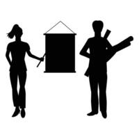 Silhouette of a Teacher Lecturing to Students in a Classroom vector
