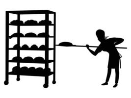 Silhouette of a Miller and Baker with Tools and Bread Icons vector
